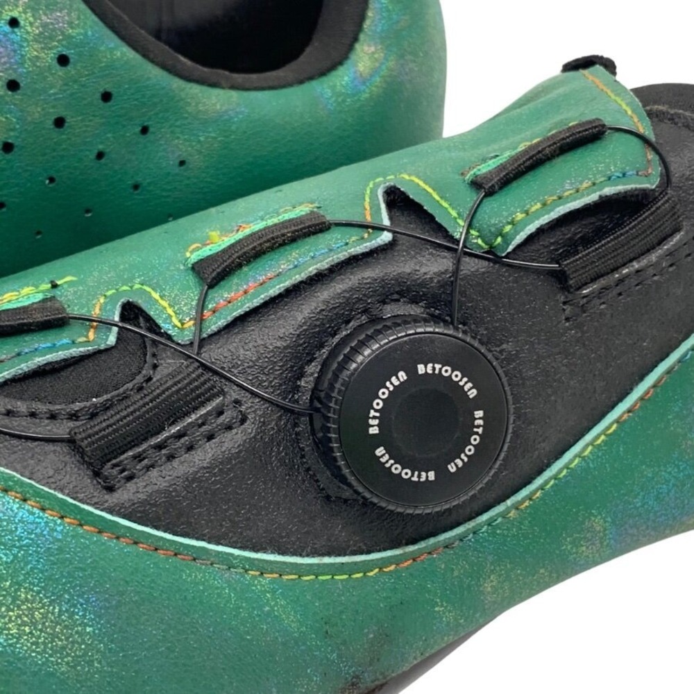 DWZRG Betoosen Mens Road Cycling Shoes Indoor/Outdoor Green/Black Iridescent 8 M - Picture 3 of 9